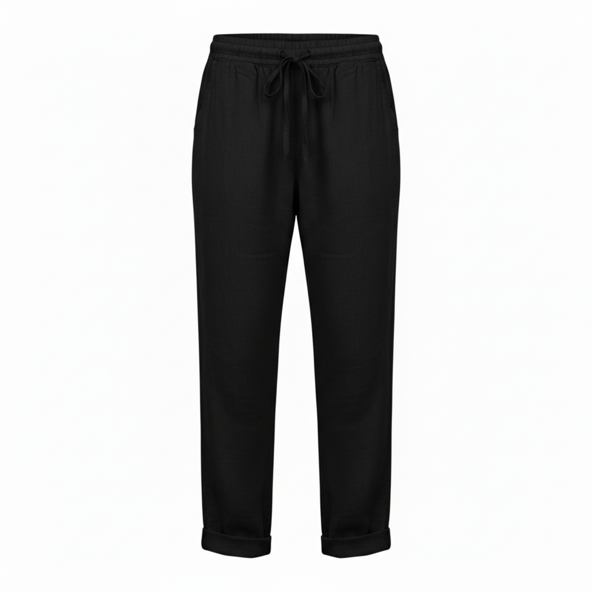 Pantalon Femme en Mélange de Coton avec Taille Élastique et Coupe Crayon Ajustée