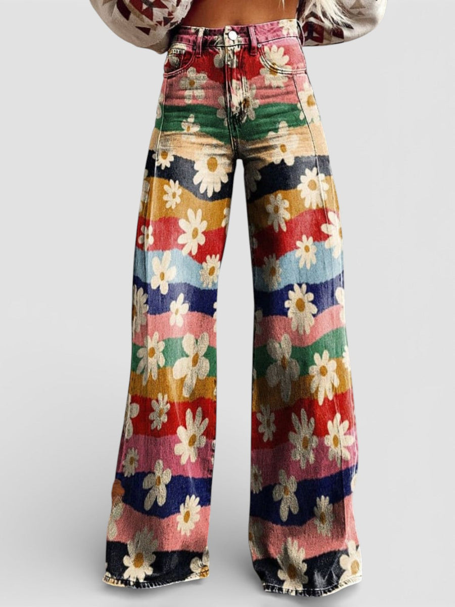 Léon - Pantalons Élégants à Fleurs