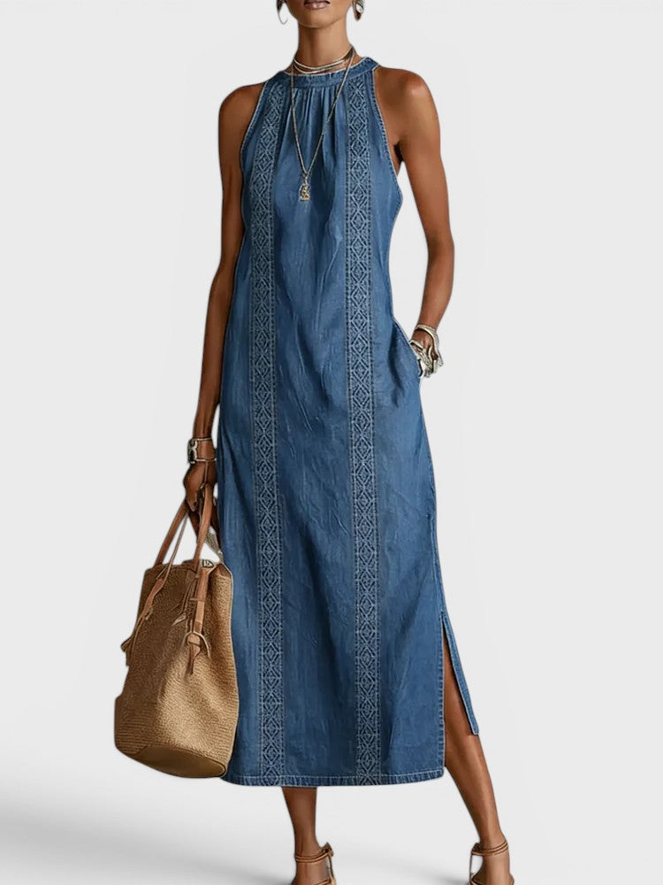 Julia | Robe en Jean avec Détails en Dentelle Vintage