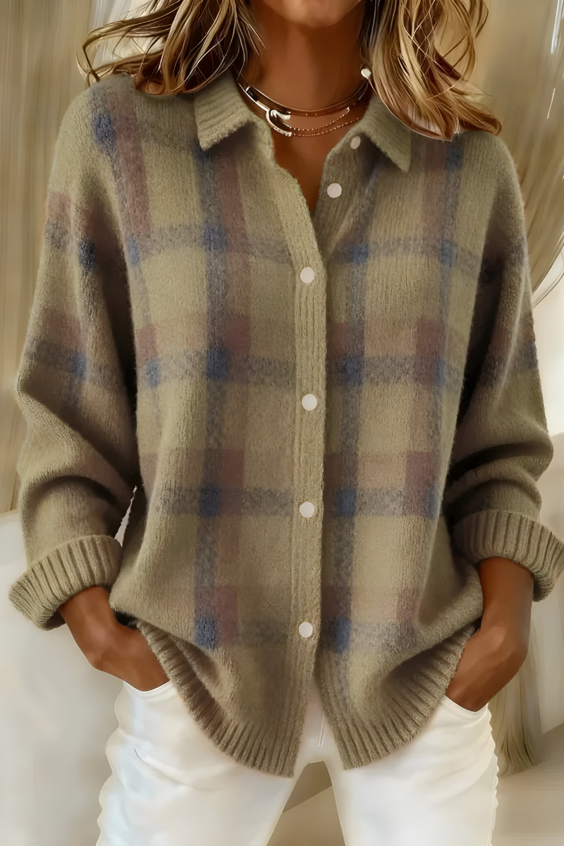 Célestine | Cardigan à carreaux tartan