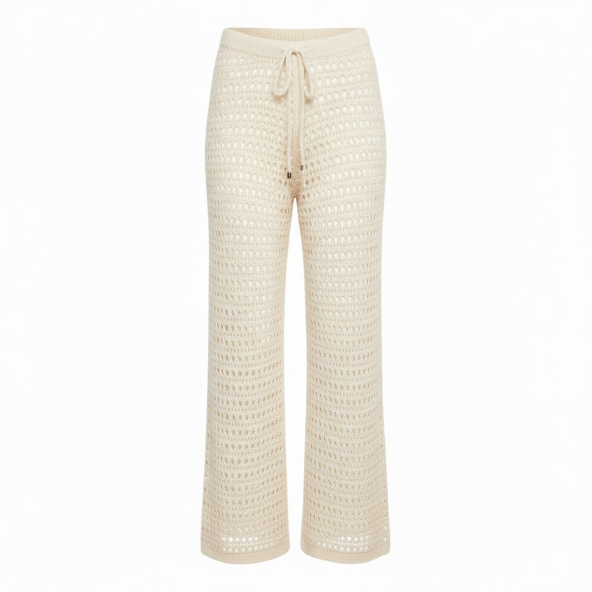 Pantalon de Plage en Maille Crochetée pour Femmes avec Taille Élastique