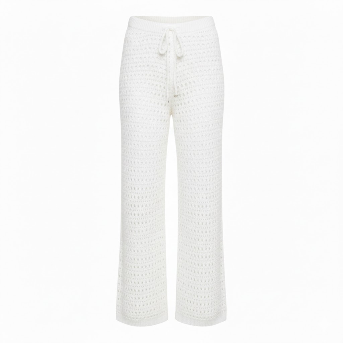 Pantalon de Plage en Maille Crochetée pour Femmes avec Taille Élastique