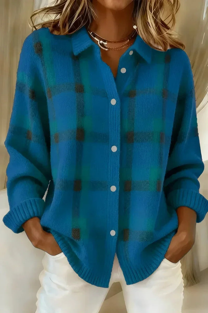 Célia | Cardigan en maille grattée bleu