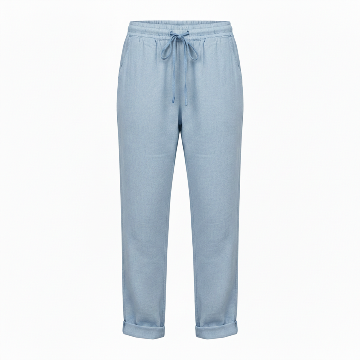 Pantalon Femme en Mélange de Coton avec Taille Élastique et Coupe Crayon Ajustée