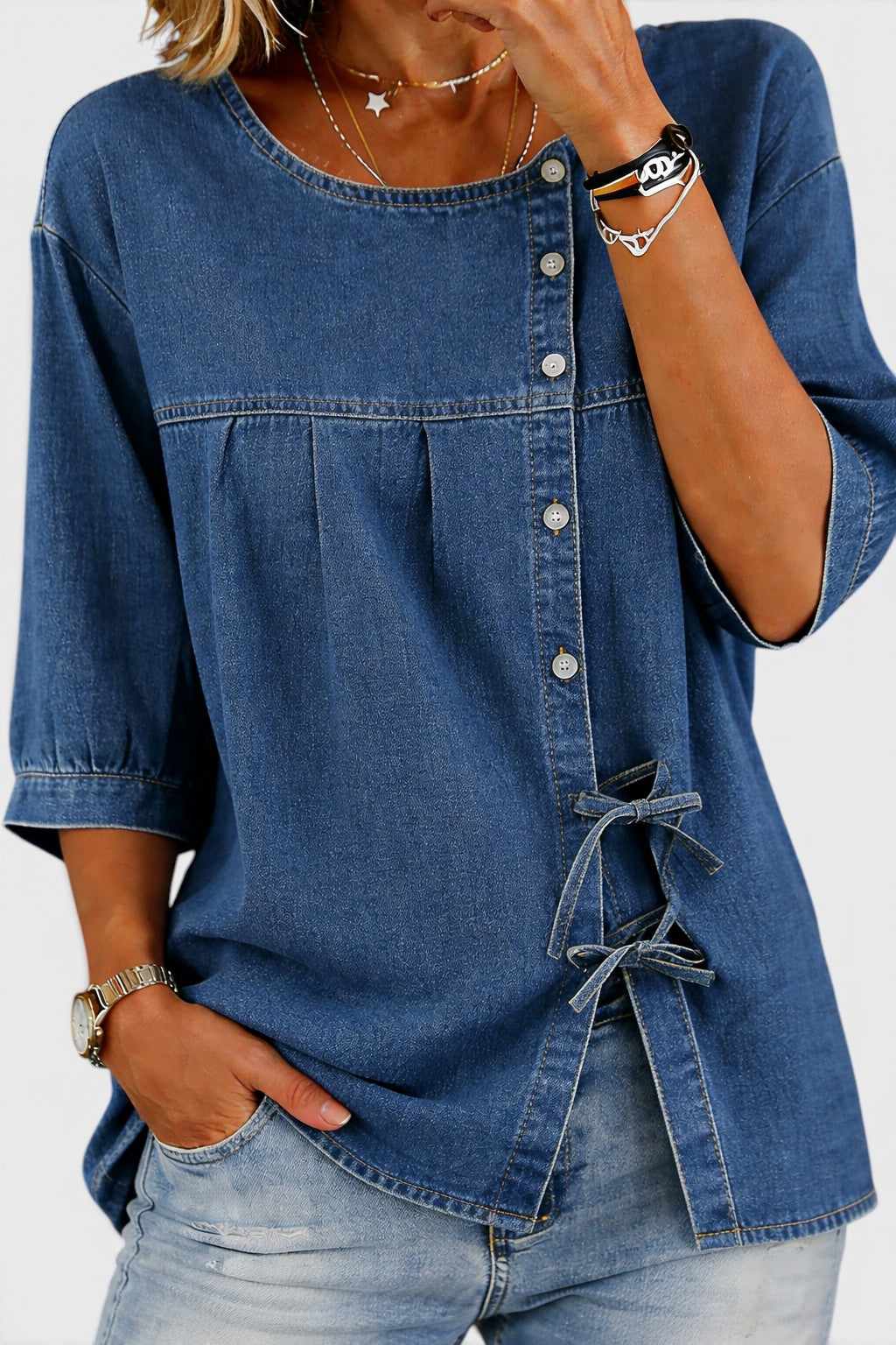 Lily | Blouse en Denim Vintage Ample
