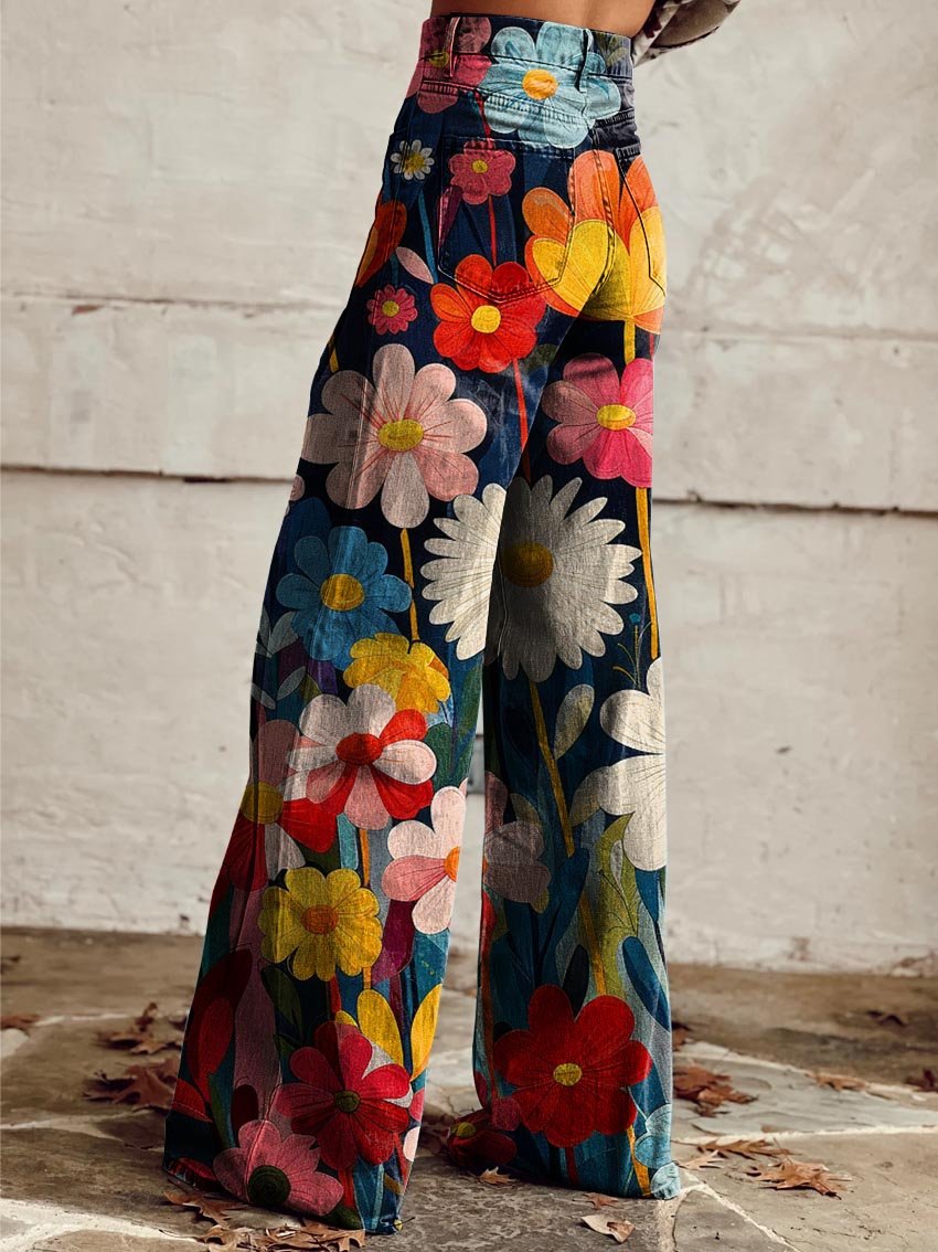 Léna - Pantalons Amples Fleuris