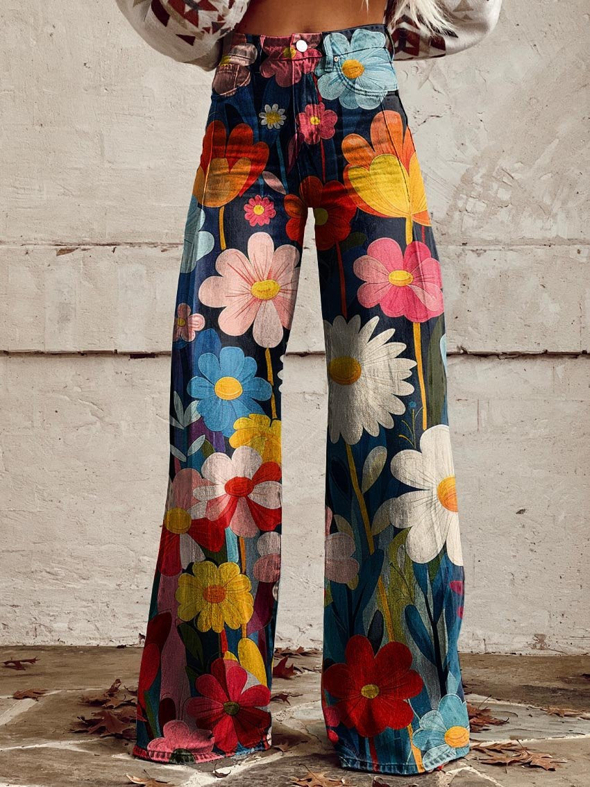 Léna - Pantalons Amples Fleuris
