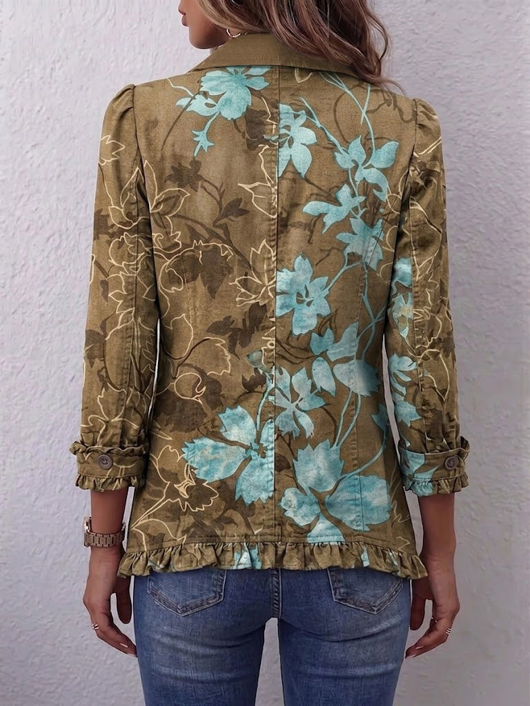 Béatrice | Veste Bohème Fleurie Vintage Dégradée à Volants