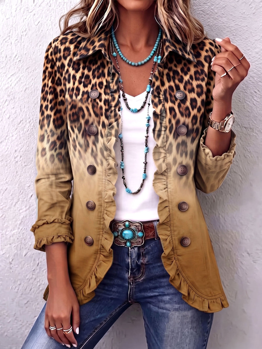 Pénélope | Blazer Léopard Dégradé Ocre