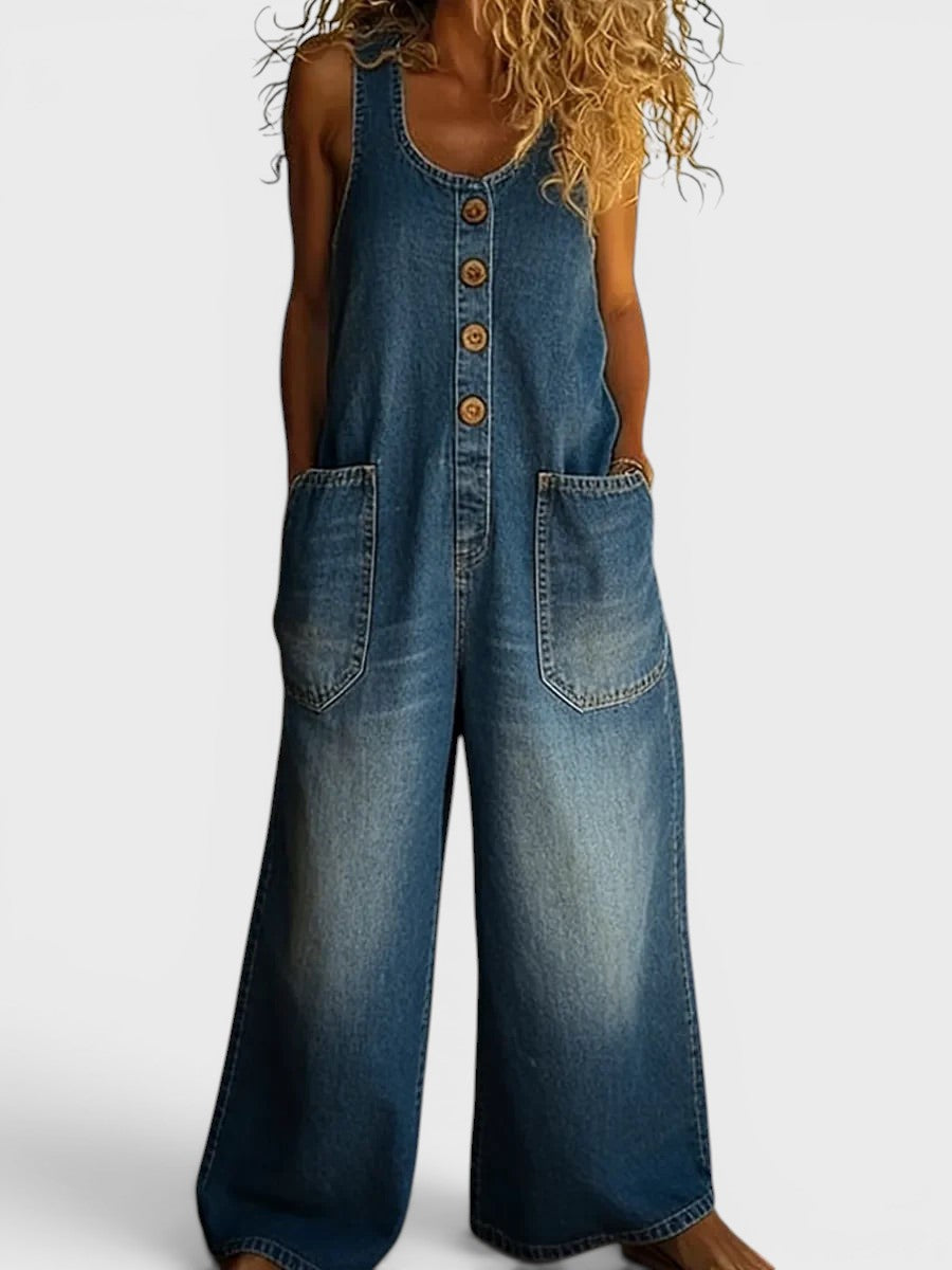 Ruth | Salopette en Denim Vintage Lavé en Coton